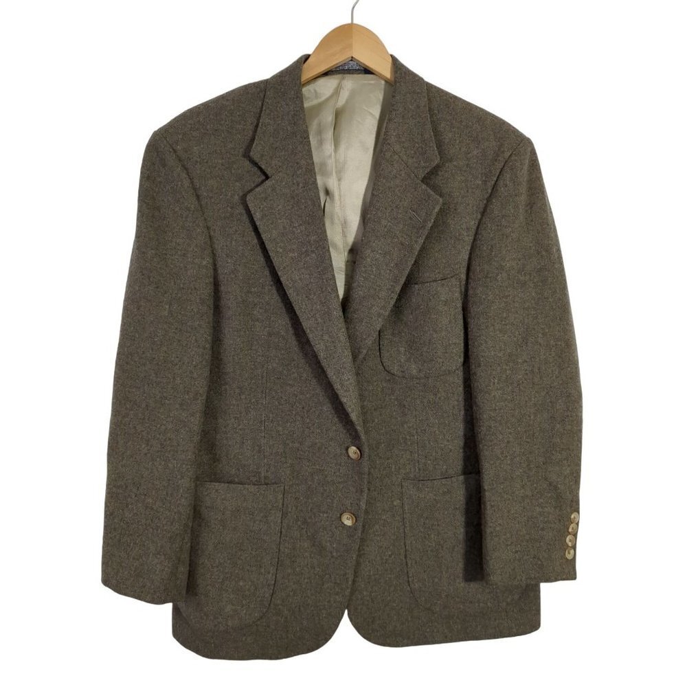 Lands End Sport Coat Blazer Jacket Mens 43r Brown Wool 2 Button